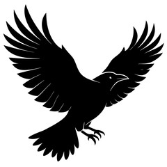 Flying crow silhouette vector illustration
