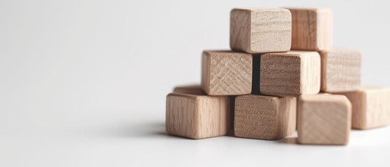 Wooden blocks stacked in a pyramid shape.