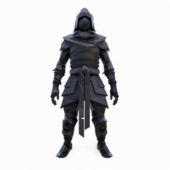 Fototapeta premium 3D Render, Low Poly style of a Japanese ninja's stealth armor set, on isolated white background