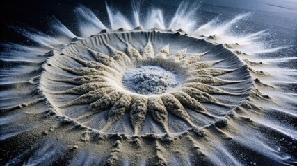 Sand Art Formation with a Sun-Like Design