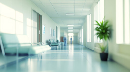 Fototapeta premium interior of the modern hospitals with all the latest amenities and facilities including hi tech MRI and CT machines, hospital beds, latest air filtration, clean hallway and rooms, well maintained