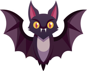 Illustration of a bat with big eyes isolated on a white background