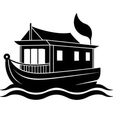 recommend clip art: Houseboat silhouette vector illustration