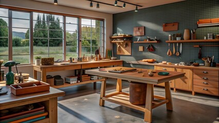 Artisan Workshop with Tools and Materials. Perfect for: Craft fairs, Artisans' day