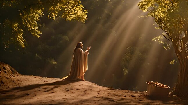 Biblical Scene. The Temptation of Jesus