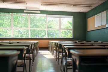 Fototapeta premium Empty School Classroom Interior created with Generative AI