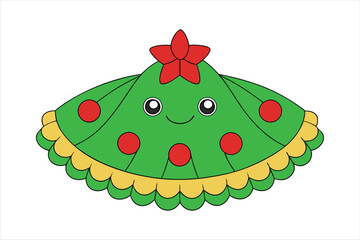 Kawaii Christmas tree skirt art vector
