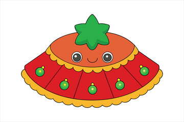 Kawaii Christmas tree skirt art vector