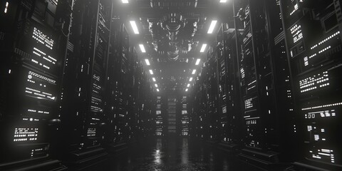 Obraz premium Futuristic Server Room - Digital Network Architecture