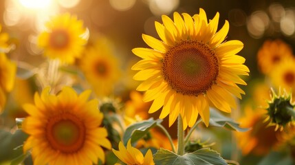 Fototapeta premium Sunflowers that Glow in the Sunlight