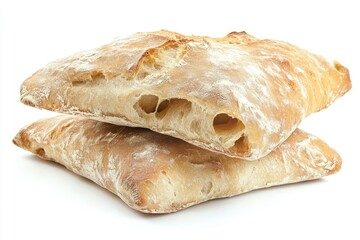 Ciabatta bread isolated on white background, full depth of field, ai