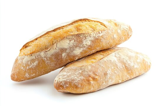 recommend clip art: Ciabatta bread isolated on white background, full depth of field, ai