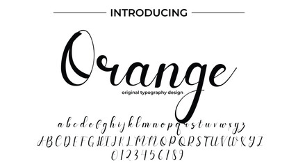 Orange Font Stylish brush painted an uppercase vector letters, alphabet, typeface