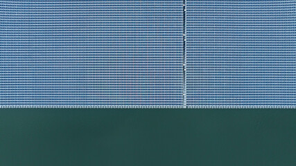 Aerial view hydro floating solar hybrid power plant, Hydro floating solar panel platform system on...