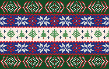 Knitted pattern seamless fabric Christmas winter. traditional knitted pattern vector winter style. Designed for background ,wallpaper ,carpet ,clothing ,knitted pattern ,fabric ,embroidery ,textile