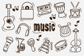 music doodles good for background, wallpaper, element design, kids education, etc