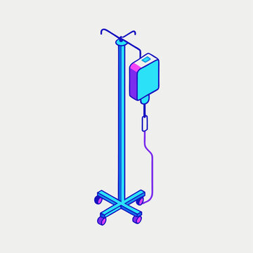 isometric blue iv drip stand clip art preview