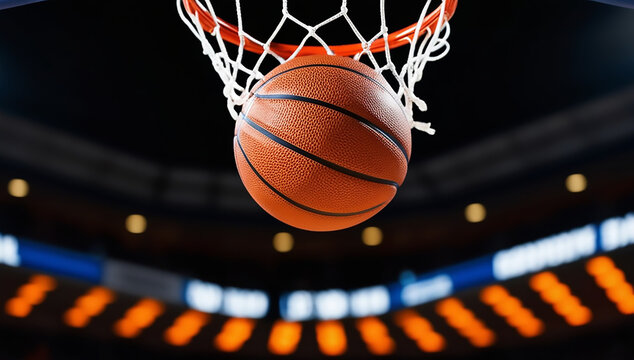 basketball arena with a hoop A basketball court with a hoop in the middle Perfect for sports and recreational concepts
