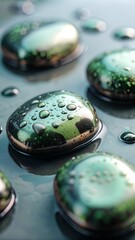 close up of green and blue beads