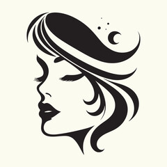 Women Beautiful Face Silhouette vector illustration isolated in an empty background