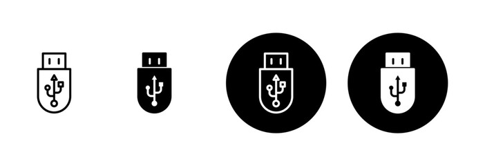Usb icon vector isolated on white background. Flash disk icon vector