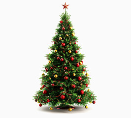 Fototapeta premium Decorated Christmas Tree with Red and Gold Ornaments