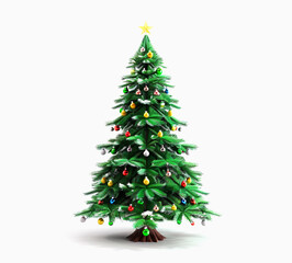 Fototapeta premium Decorated Christmas Tree with Ornaments and Star on Top