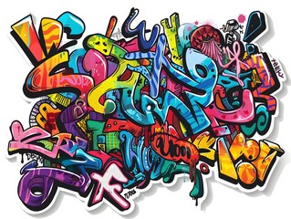 Naklejka premium Stylish Streetwear Graffiti Sticker Design for Apparel and Branding