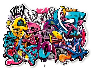 Naklejka premium Stylish Streetwear Graffiti Sticker Design for Trendy T shirt and Apparel