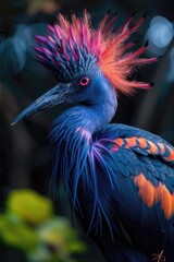 Naklejka premium A bird with a blue head and orange feathers