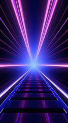 Fototapeta premium Digital blue purple neon light geometric abstract graphic poster background