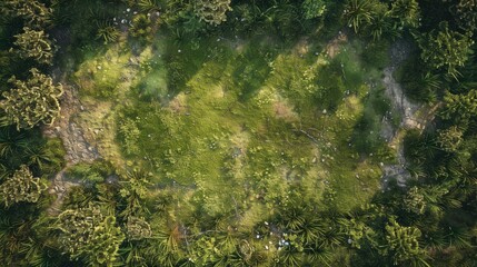 Realistic green battle map with frame background, AI generated for ads