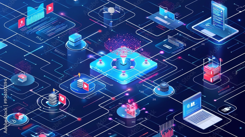 Poster digital network, futuristic tech concept.