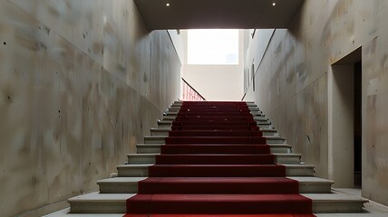 Stairs with red carpet and cut off