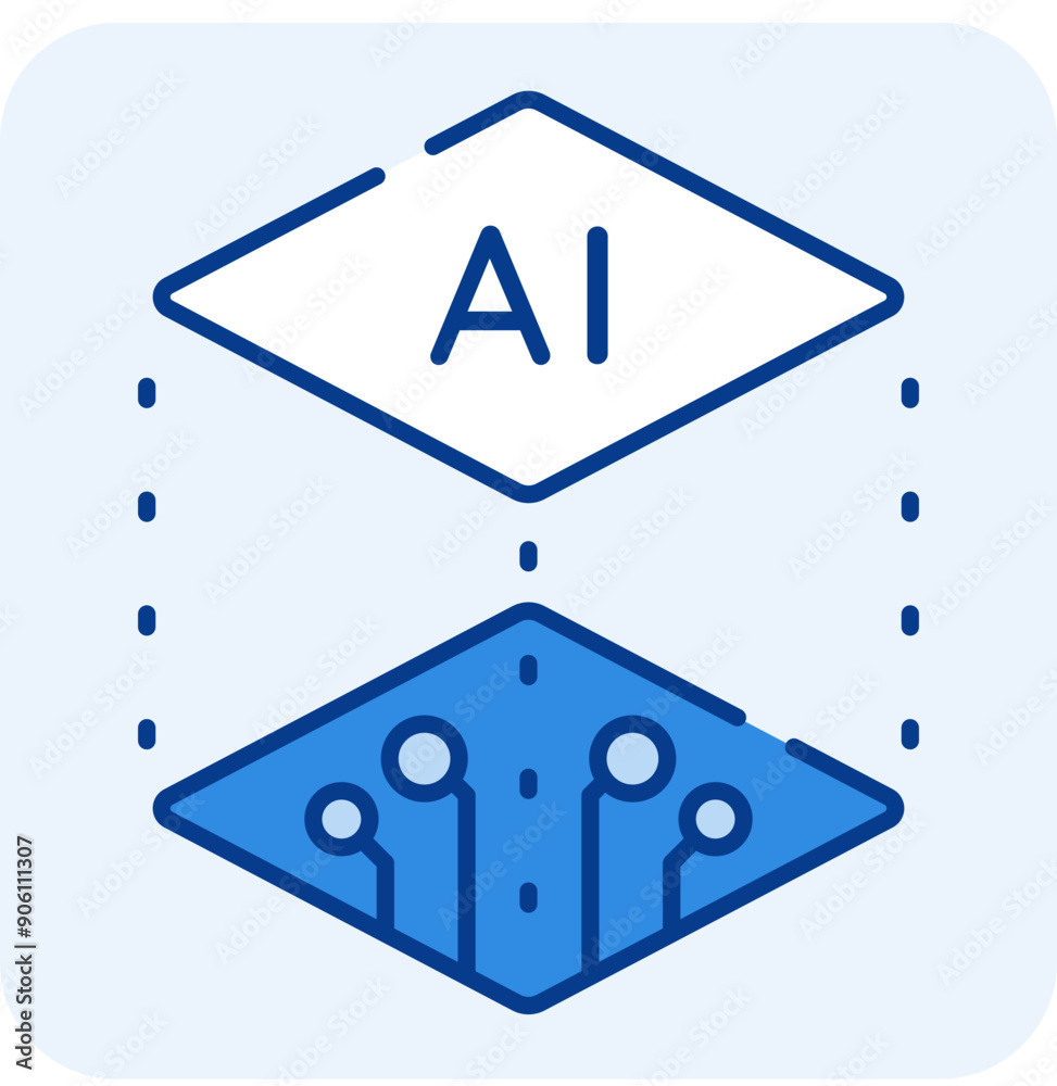 Sticker illustration of a icon AI