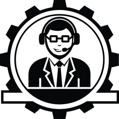 Tech Services Logo illustration black and white