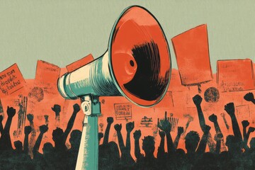 illustration of a person speaking out free speech, human rights, freedom of speech , protest, liberty, freedom