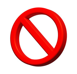forbidden sign circle 3d, crosser out red prohibition caution