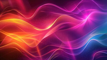 Vivid color gradient abstract background with wavy lines and light glow