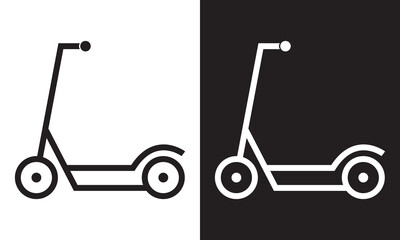 Electric Scooter icon symbol shape. E kick bike logo sign shape pictogram. Isolated on white and black background.  Vector illustration . EPS 10