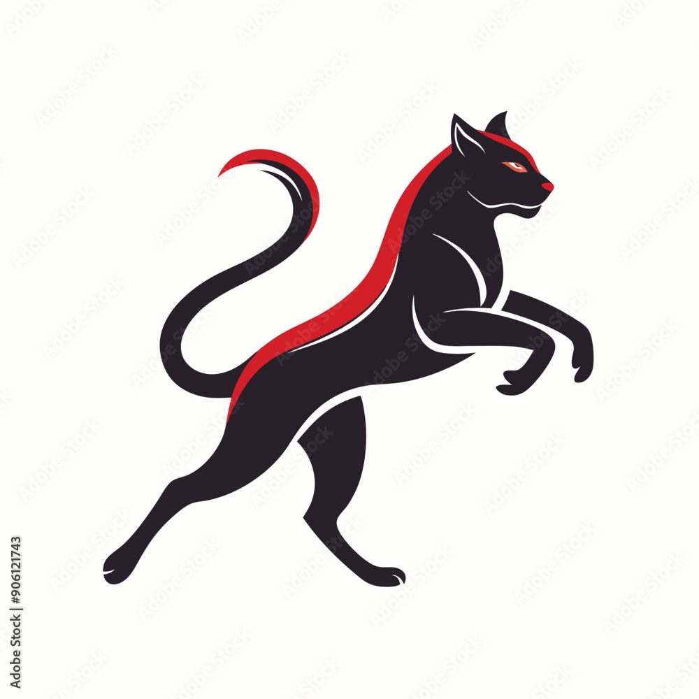 Sticker cat logo with a playful twist vector illustration