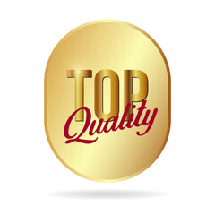 Top quality. A golden badge suitable for use as a design element for online store product cards. Vector illustration.