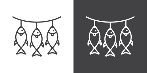 Dried fish icon vector logo set collection for web app ui