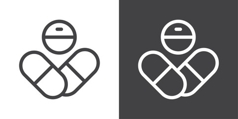 Painkiller pills icon vector logo set collection for web app ui