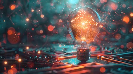new idea business light bulb icon with network connection background,generative ai