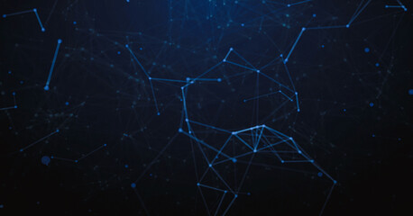 Network of blue lines and points in a tech theme. Illustration made using Adobe After Effects, Premium Image for background.