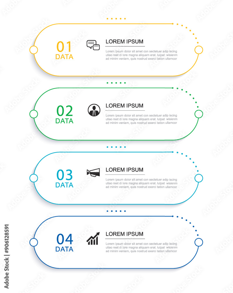 Wall mural 4 data infographics thin line index template. illustration abstract background. can be used for work