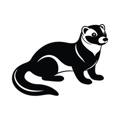 Footed ferret resting silhouette vector illustration