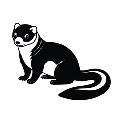 Footed ferret resting silhouette vector illustration