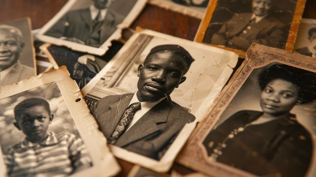 Digital interface showing black family culture and heritage through photos.  - Powered by Adobe
